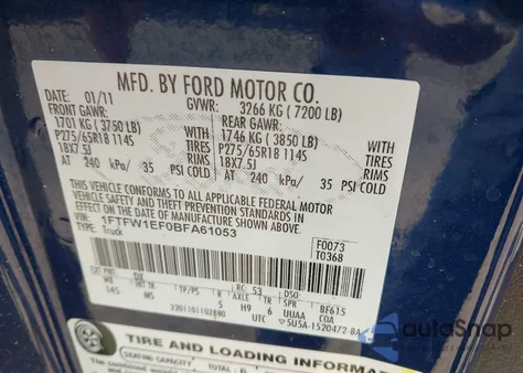 2011 Ford F-150 Xlt z USA, uszkodzony, nr VIN 1FTFW1EF0BFA61053